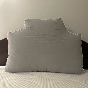 Grey headboard pillow with white piping - twin
